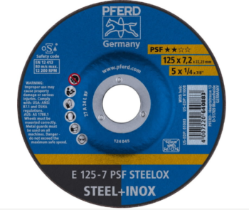 Диск за шлайфане E 125-7 PSF STEELOX PFERD 125х7,2х22,23