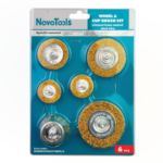 Четки кръгли и чашковидни NovoTools, усукана тел с месингово покритие, комплект 6 бр.