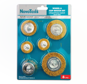 Четки кръгли и чашковидни NovoTools, усукана тел с месингово покритие, комплект 6 бр.