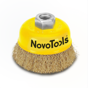 Чашковидна телена четка NovoTools 65 мм, месингово покритие