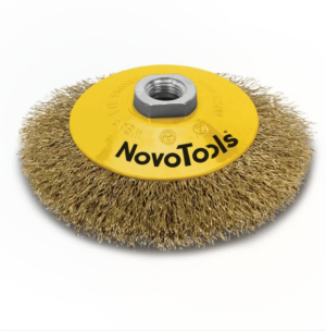 Конусна телена четка NovoTools, месингово покритие, 100 мм