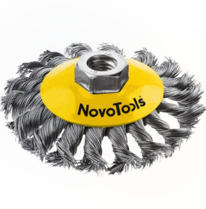 Конусна телена четка NovoTools, усукана тел, 115 мм