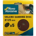 Дискове шлифовъчни с велкро NovoAbrasive 125 мм P240, 8 отвора, комплект 5 бр.