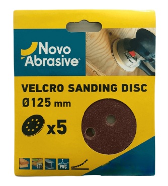 Дискове шлифовъчни с велкро NovoAbrasive 125 мм P240, 8 отвора, комплект 5 бр.